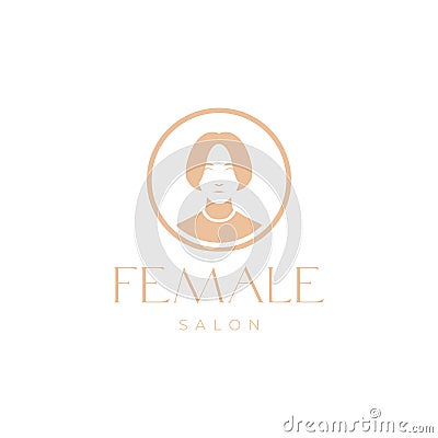 Beauty female short hair logo design Vector Illustration