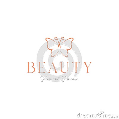 Beauty feminine butterfly with scissor logo design vector graphic symbol icon illustration creative idea Cartoon Illustration