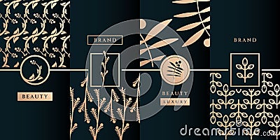 Beauty feminine logo design vector with pattern Vector Illustration