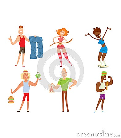 Beauty fitness people weight loss Vector Illustration