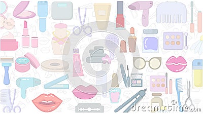 Beauty flat background. cosmetic flat Stock Photo