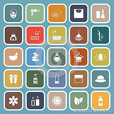 Beauty flat icons on blue background Vector Illustration