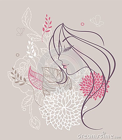 Beauty floral woman Vector Illustration