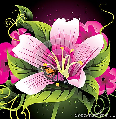 Beauty flower close up Vector Illustration