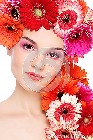 Beauty with flowers Stock Photo