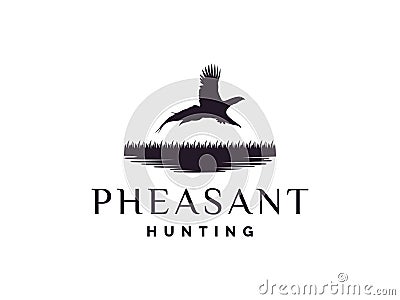 Beauty Flying Pheasant Silhouette Logo design. Usable for Business and Branding Logos. Flat Vector Logo Design Template Element Vector Illustration