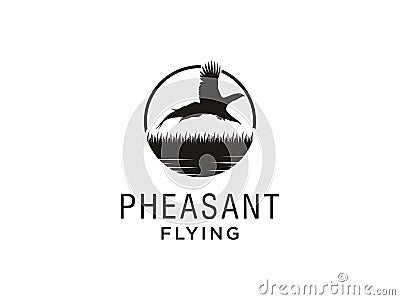 Beauty Flying Pheasant Silhouette Logo design. Usable for Business and Branding Logos. Flat Vector Logo Design Template Element Vector Illustration