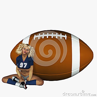 Sporty Girl and Football Stock Photo