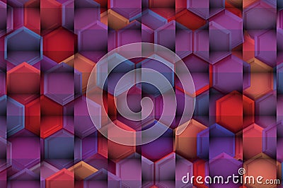 Soft 3d relief with colorist shadows over bright hexagons. Stock Photo