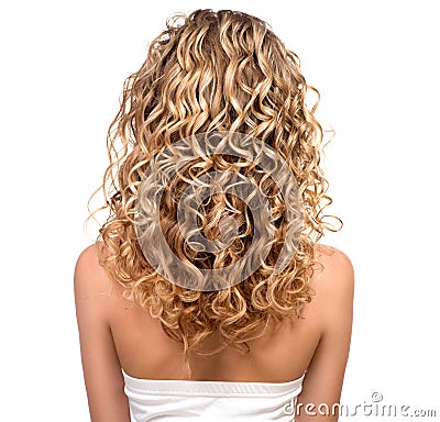 Beauty girl with blonde permed hair Stock Photo