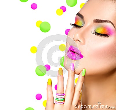 Beauty girl with colorful makeup Stock Photo