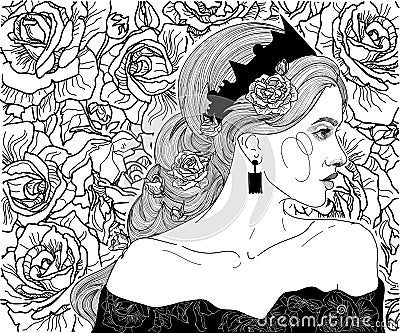 Girl in the crown of the queen Vector Illustration