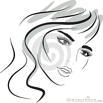 Beauty girl face. design elements. Vector Illustration