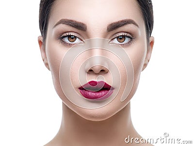 Beauty girl face portrait isolated on white Stock Photo