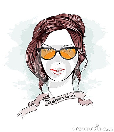 Beauty girl face Vector Illustration