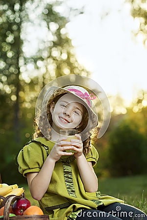 Beauty girl with juce Stock Photo
