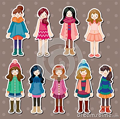 Beauty girl stickers Vector Illustration