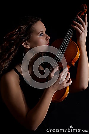 Beauty girl with violin Stock Photo