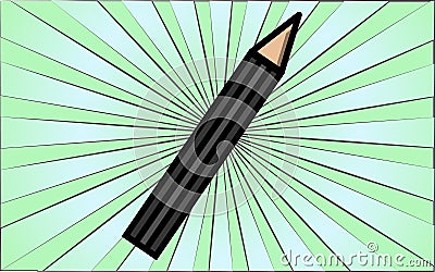 Beauty glamorous black pencil for makeup and beauty guidance on a background of abstract green rays. Vector illustration Vector Illustration