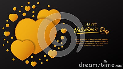 Beauty of group golden heart shape for greeting card valentine`s day Stock Photo