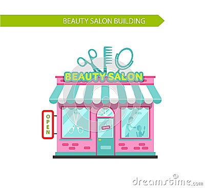 Beauty or hair salon building Vector Illustration