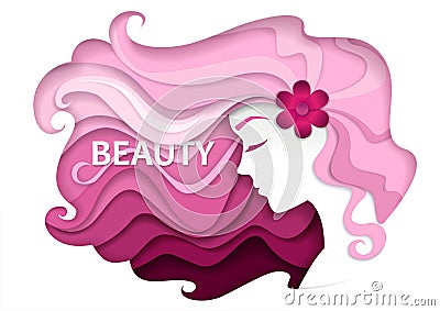 Beauty and hair salon vector illustration in modern paper art style Vector Illustration