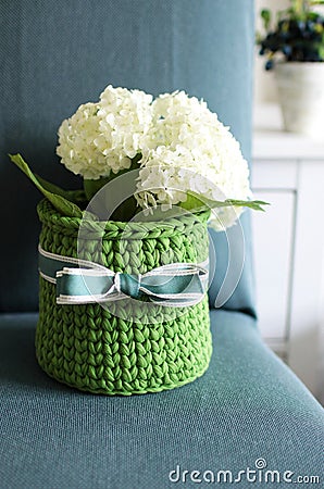 Beauty hydrangea in the basket Stock Photo