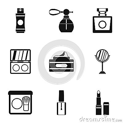 Beauty icons set, simple style Vector Illustration