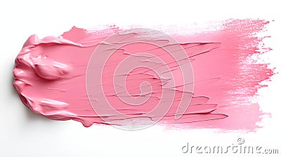 Isolated blush Brush Stroke on a white Background. Acrylic Paint Texture with Copy Space Stock Photo