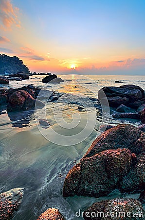 Beauty landscape with sunrise over sea Stock Photo