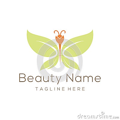 Beauty leaf butterfly logo and icon design Vector Illustration