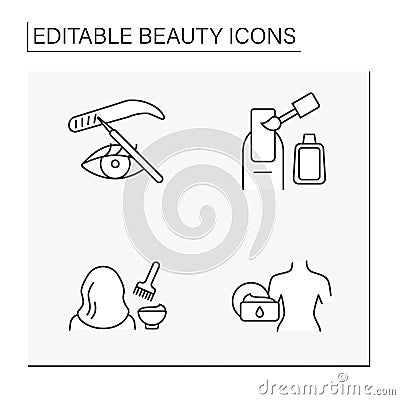 Beauty line icons set Vector Illustration