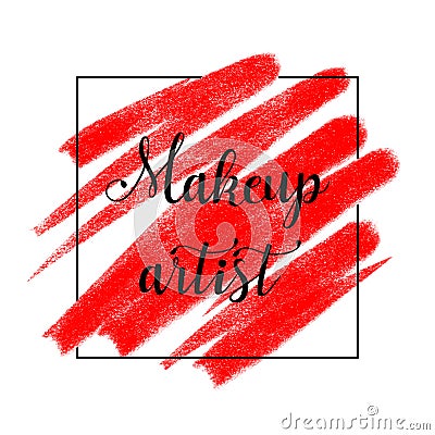 Beauty logo with lettering Makeup artist, banner, poster Vector Illustration