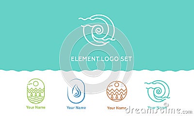 Beauty; logo set of Nature Elements Vector linear Icons. Vector logo template. Beautiful options for spa, cosmetics Vector Illustration