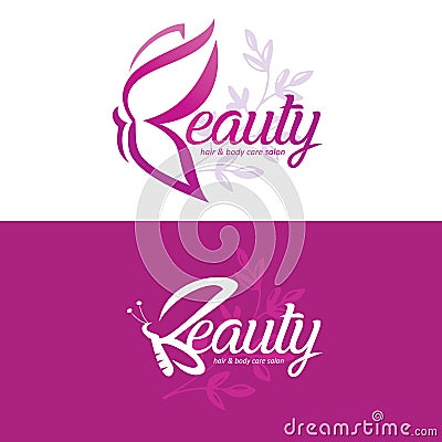 Beauty logo template with butterfly Vector Illustration