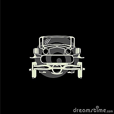 Classic cars. Retro cars garage Vector Illustration