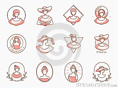 Beauty madame logo set Vector Illustration