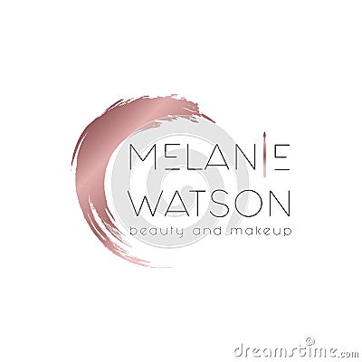 Makeup studio logo design with a brush Stock Photo