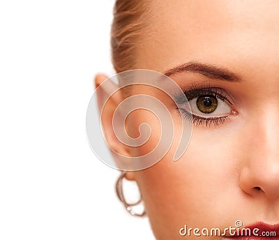 Beauty makeup. Part of face closeup. Perfect skin. Make up concept. Stock Photo