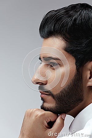 Beauty. Man With Hair Style And Beard Portrait. Handsome Male Stock Photo
