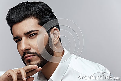 Beauty. Man With Hair Style And Beard Portrait. Handsome Male Stock Photo