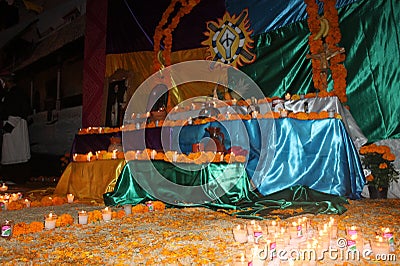 Beauty mexican altar in celebration of the Day of the Dead Editorial Stock Photo