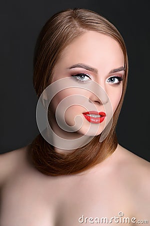 Beauty model on black background, fashion shooting Stock Photo