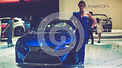 Beauty Model and Lexus h car on display at Vietnam motor Show 2017 Editorial Stock Photo