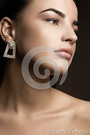 Beauty Model Woman face.Beautiful Gorgeous Glamou Stock Photo