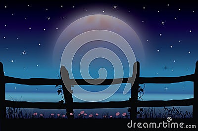 The Beauty of the Moon in Nature , Vector illustrations landscape Vector Illustration