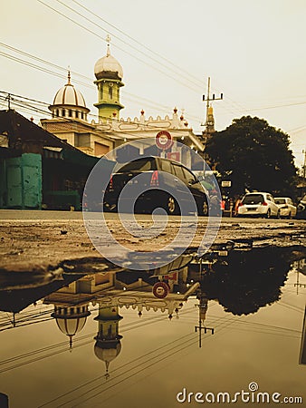 the beauty of the mosque which is located in the poor area Editorial Stock Photo