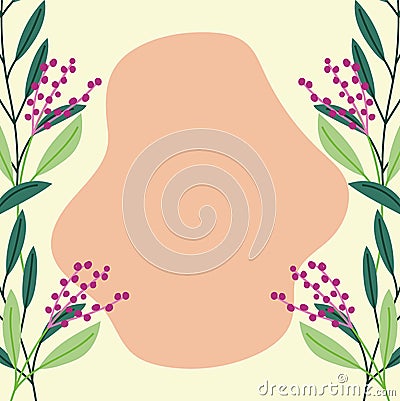 Beauty nature foliage berry decoration frame banner Vector Illustration