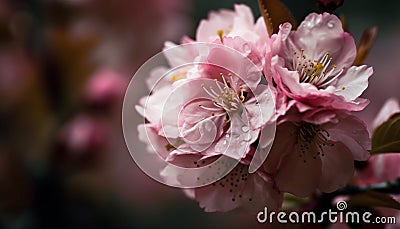 Beauty in nature's romantic cherry blossom bouquet generated by AI Stock Photo