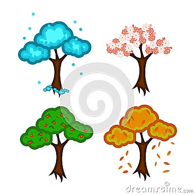 Beauty of nature . Seasons. Trees. Isolated. Set: trees - season Stock Photo